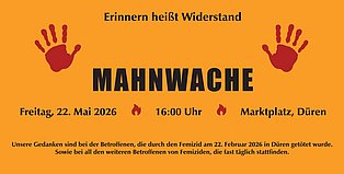 Schriftzug Mahnwache